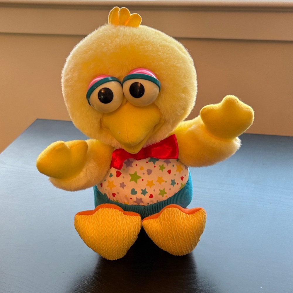 Sesame Street Baby Bird Plush Toy with Red Bow